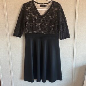 Homeyee Black Lace Fit & Flare Dress XXL US 12 Elegant Cocktail Party Classy